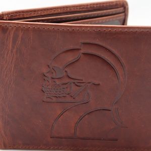 Mens Leather Skull Bifold Wallet